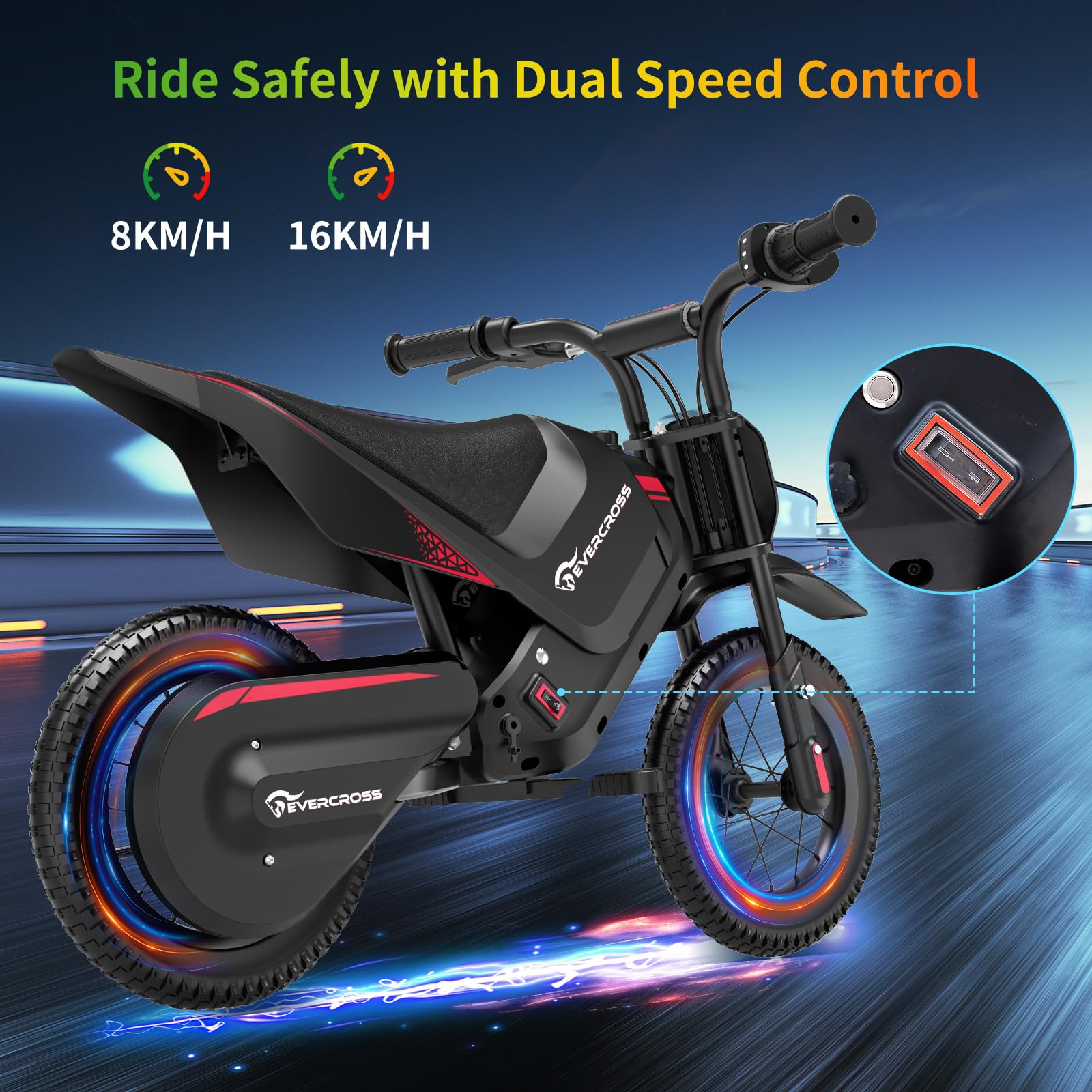 evercross-ev05m-moto-lectrique-enfant-150w-noir-12-pouces image 4