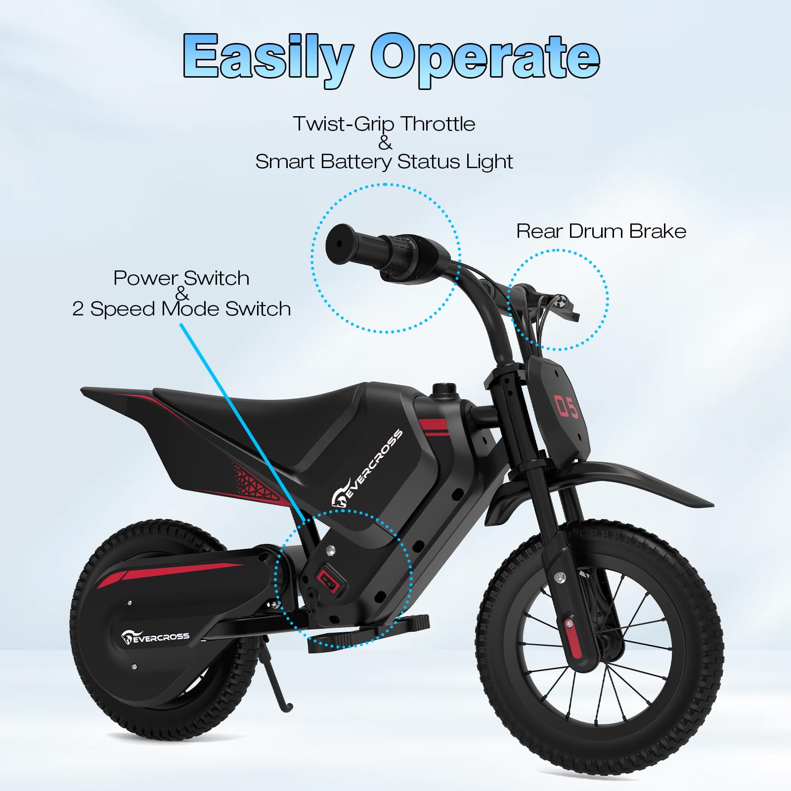 evercross-ev05m-moto-lectrique-enfant-150w-noir-12-pouces image 7
