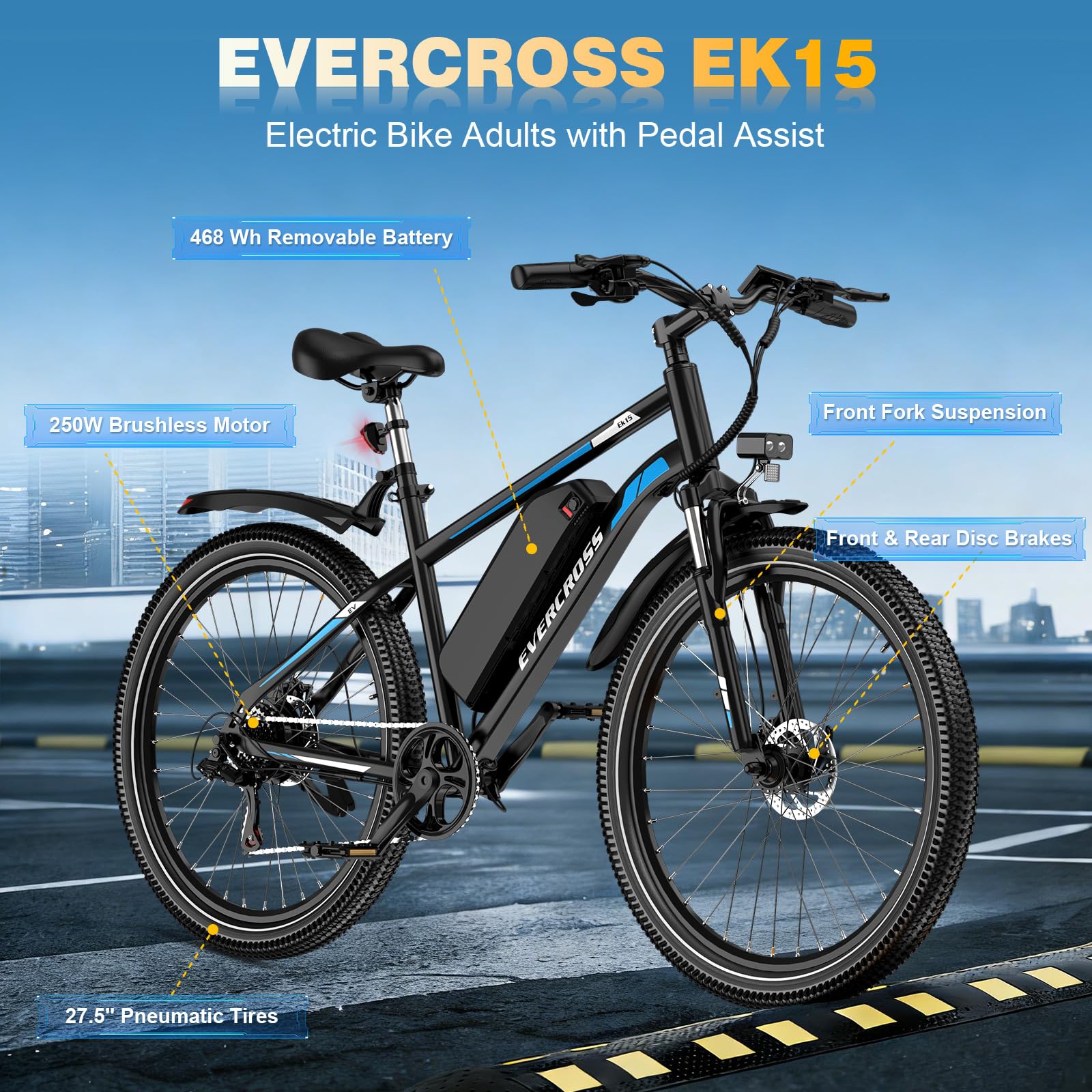 evercross-ek15-v-lo-lectrique-27-5-noir-bleu-250w-36v-13ah image 2