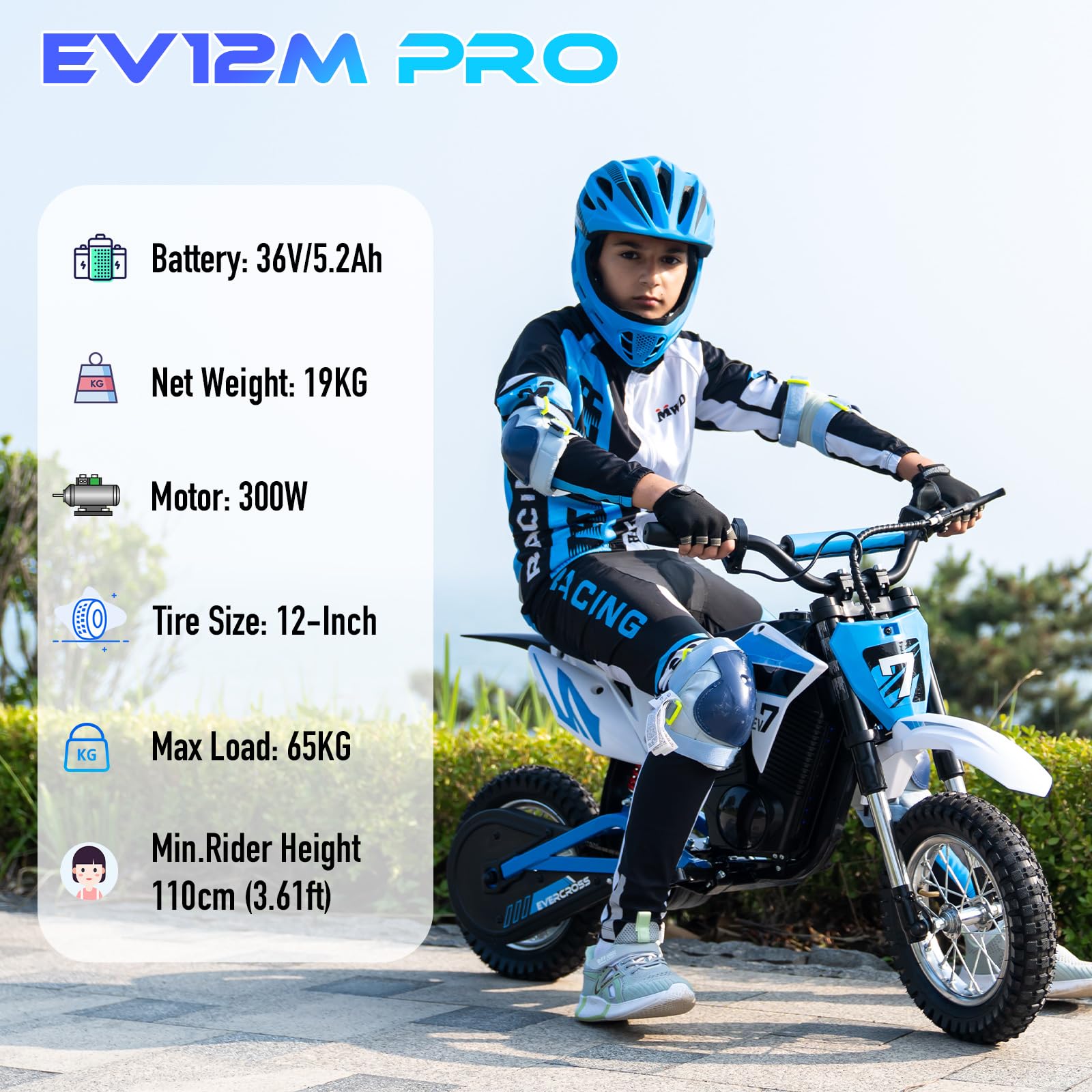 evercross-ev12m-pro-moto-lectrique-enfant-300w-bluetooth image 2