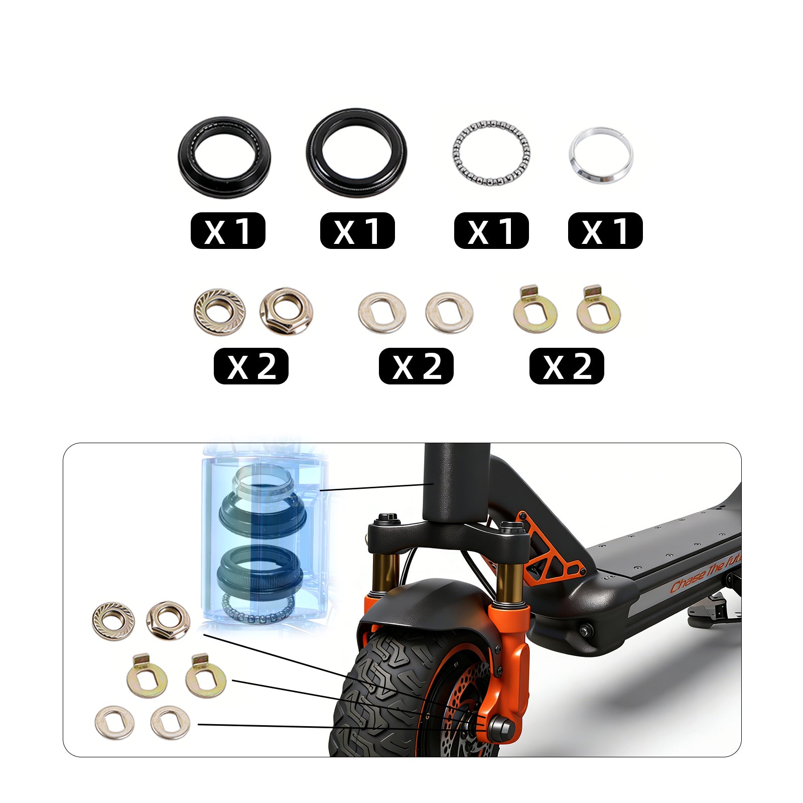cunfon-rz800-kit-roulement-direction-trottinette image 2